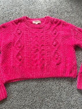 Hot Pink Cable Knit Women's Sweater